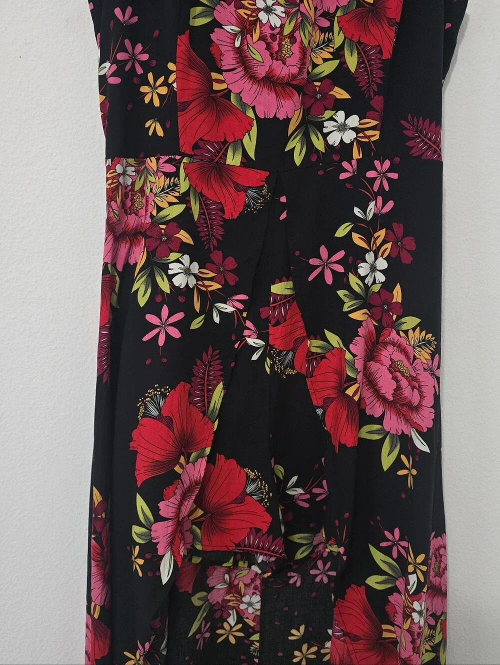 Kormei Black Floral Romper Dress Large